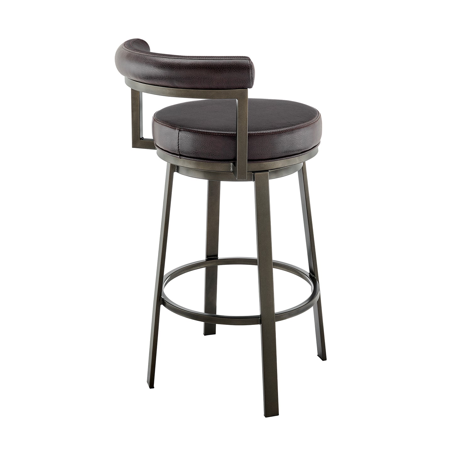 Neura Swivel Counter or Bar Stool in Mocha Finish with Brown Faux Leather By Armen Living | Bar Stools | Modishstore - 5
