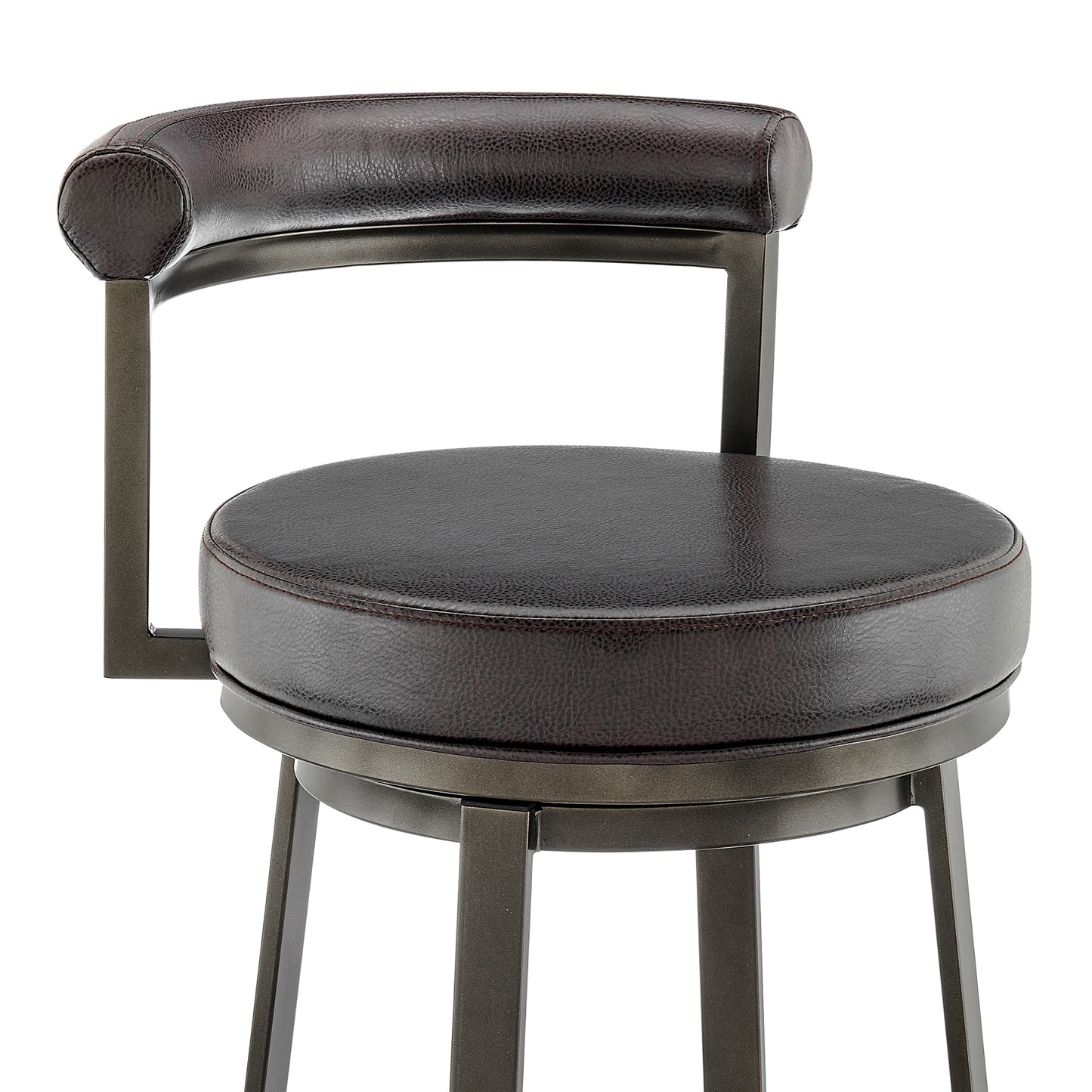 Neura Swivel Counter or Bar Stool in Mocha Finish with Brown Faux Leather By Armen Living | Bar Stools | Modishstore - 7