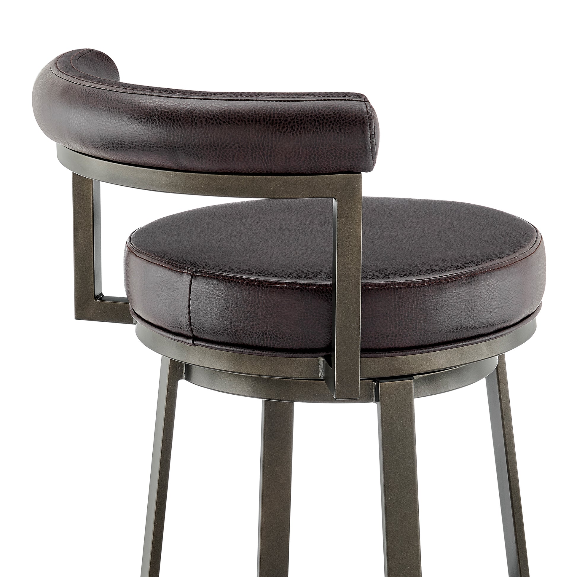 Neura Swivel Counter or Bar Stool in Mocha Finish with Brown Faux Leather By Armen Living | Bar Stools | Modishstore - 10