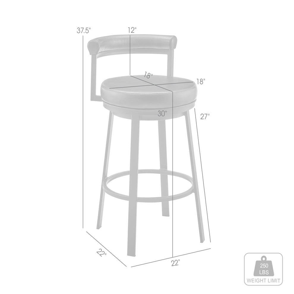 Neura Swivel Counter or Bar Stool in Mocha Finish with Brown Faux Leather By Armen Living | Bar Stools | Modishstore - 9