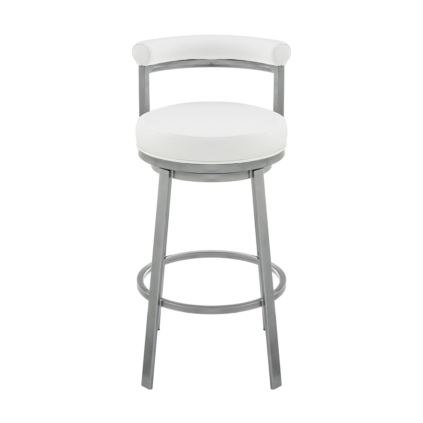 Neura Swivel Counter or Bar Stool in Cloud Finish with White Faux Leather By Armen Living | Bar Stools | Modishstore - 3