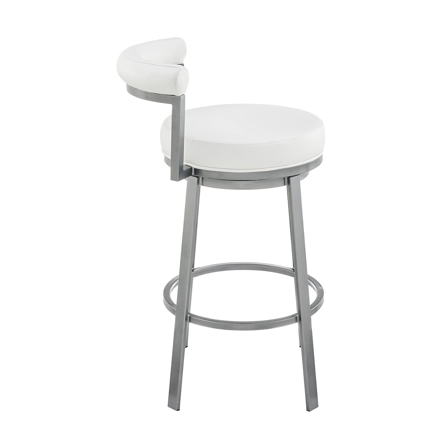 Neura Swivel Counter or Bar Stool in Cloud Finish with White Faux Leather By Armen Living | Bar Stools | Modishstore - 4