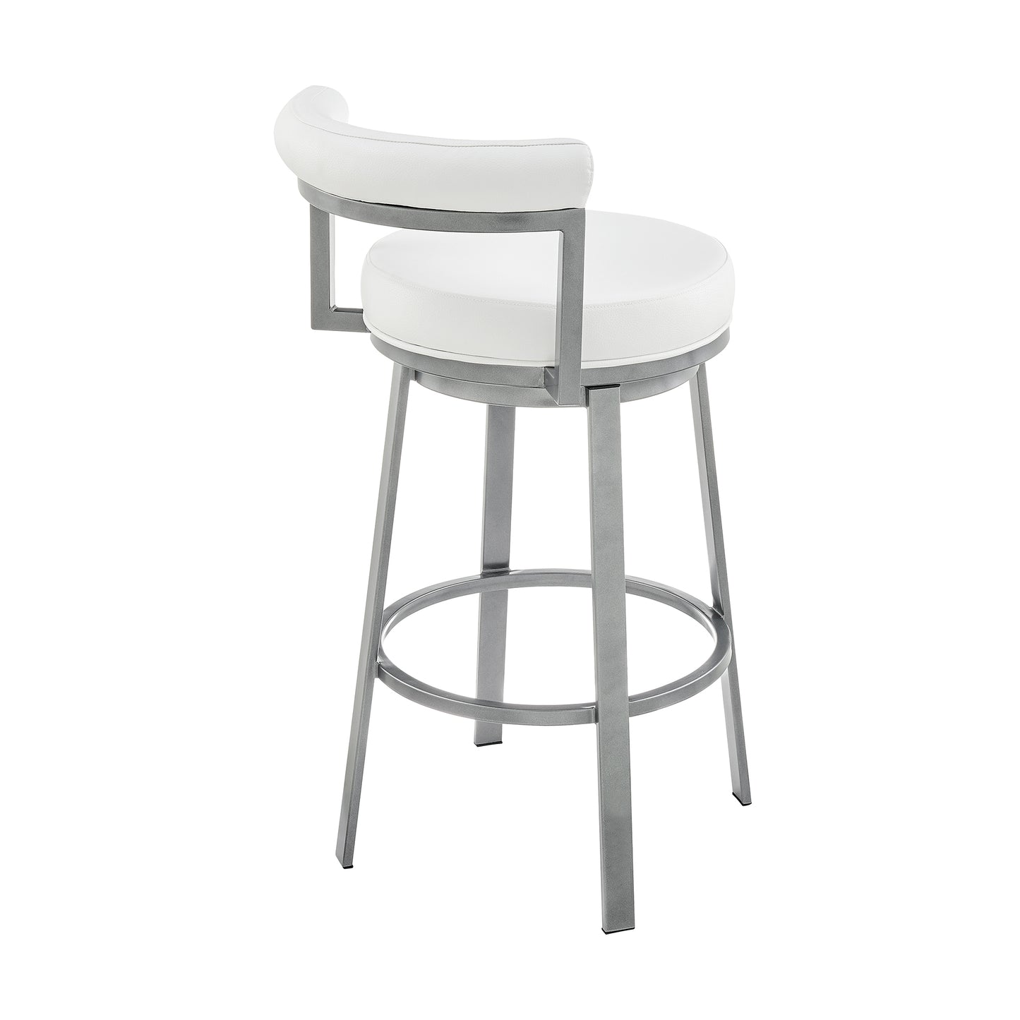 Neura Swivel Counter or Bar Stool in Cloud Finish with White Faux Leather By Armen Living | Bar Stools | Modishstore - 5