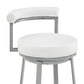 Neura Swivel Counter or Bar Stool in Cloud Finish with White Faux Leather By Armen Living | Bar Stools | Modishstore - 7