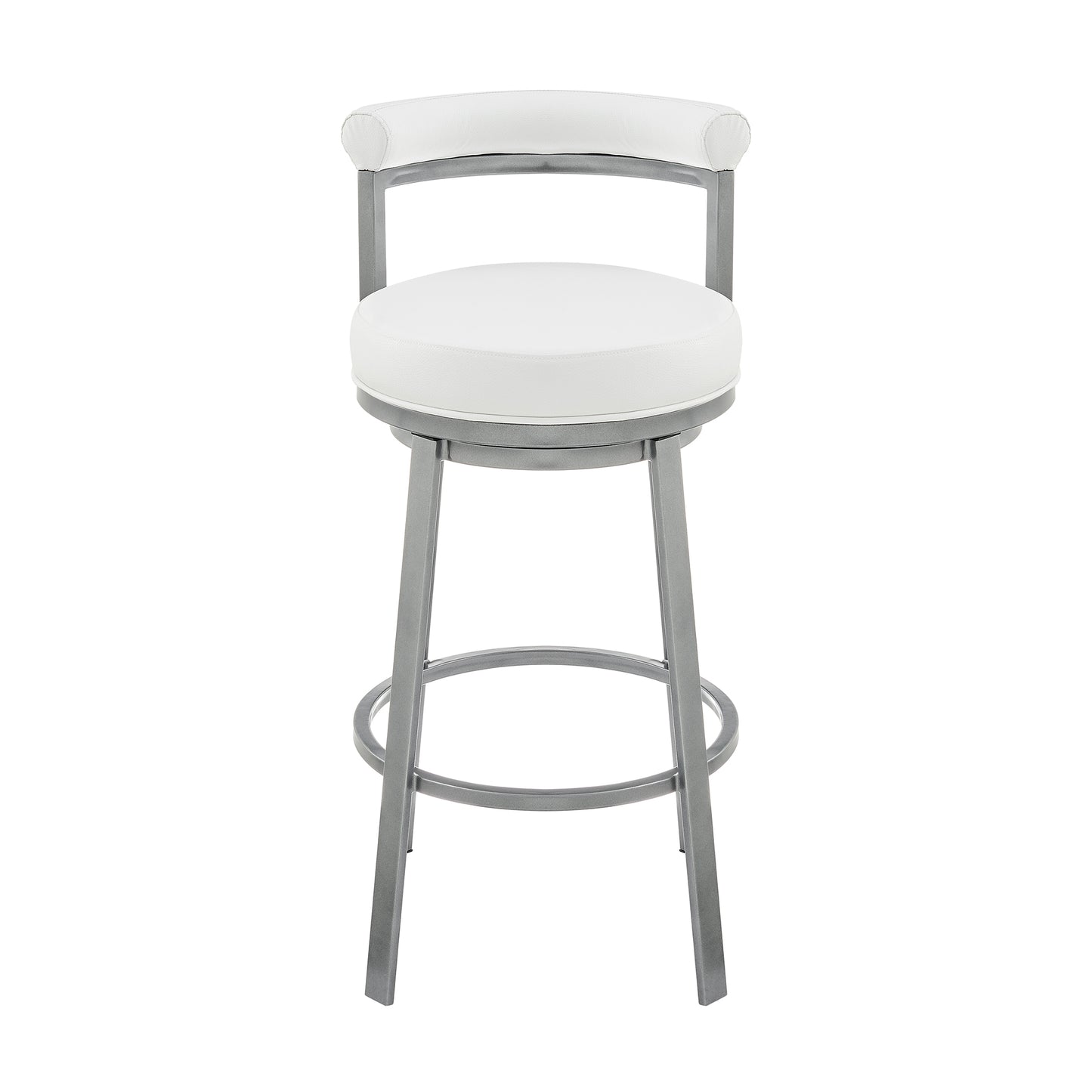 Neura Swivel Counter or Bar Stool in Cloud Finish with White Faux Leather By Armen Living | Bar Stools | Modishstore - 3