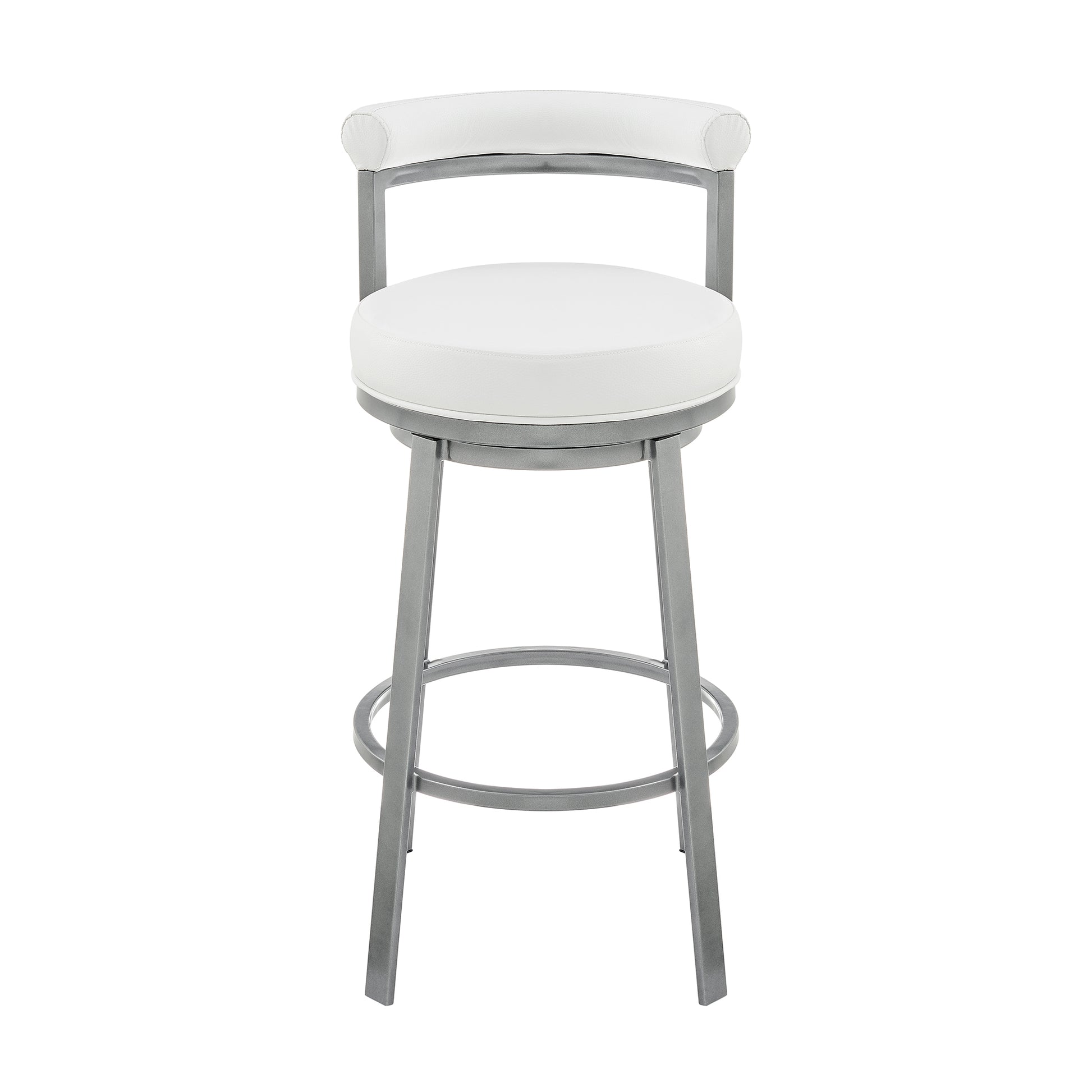Neura Swivel Counter or Bar Stool in Cloud Finish with White Faux Leather By Armen Living | Bar Stools | Modishstore - 3