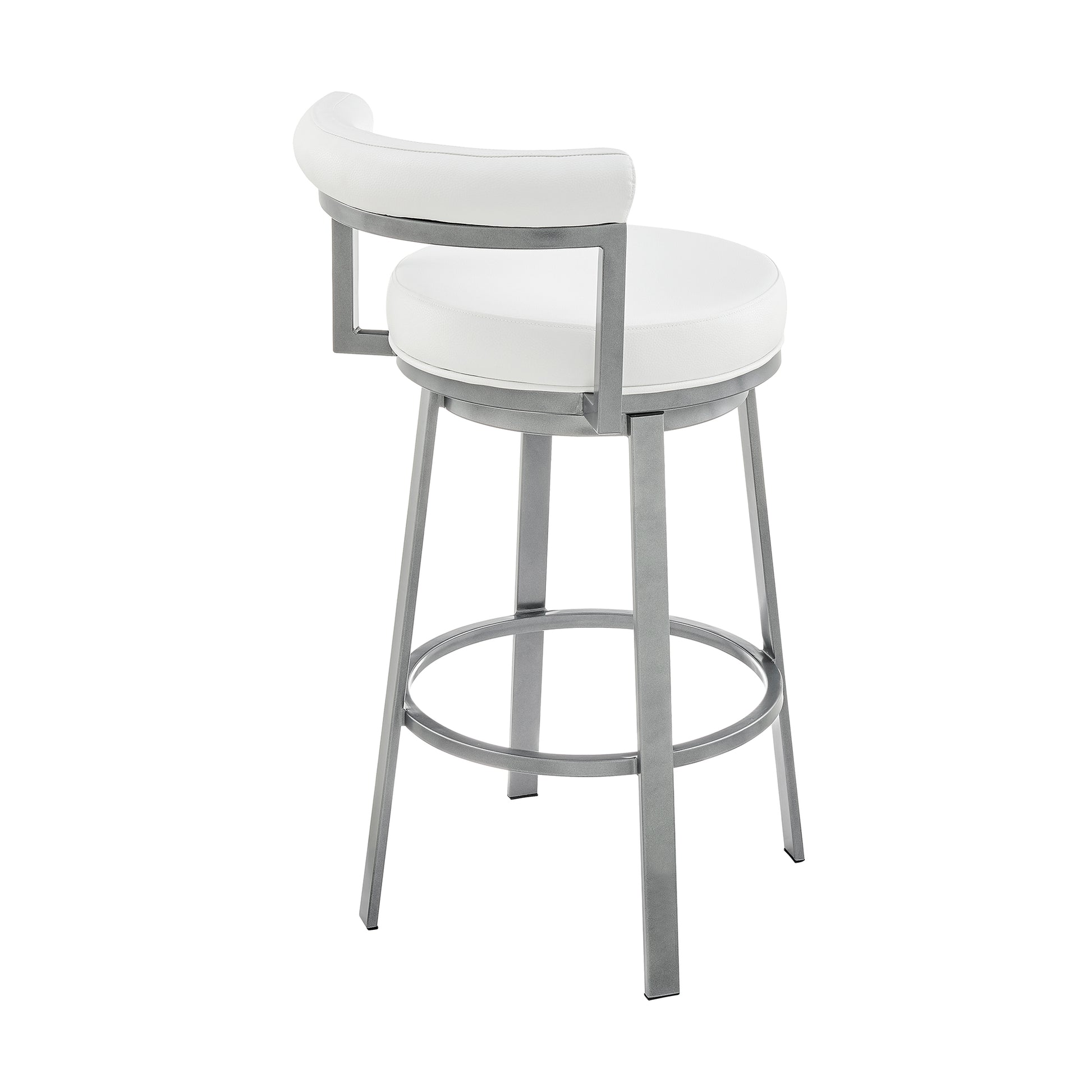 Neura Swivel Counter or Bar Stool in Cloud Finish with White Faux Leather By Armen Living | Bar Stools | Modishstore - 5
