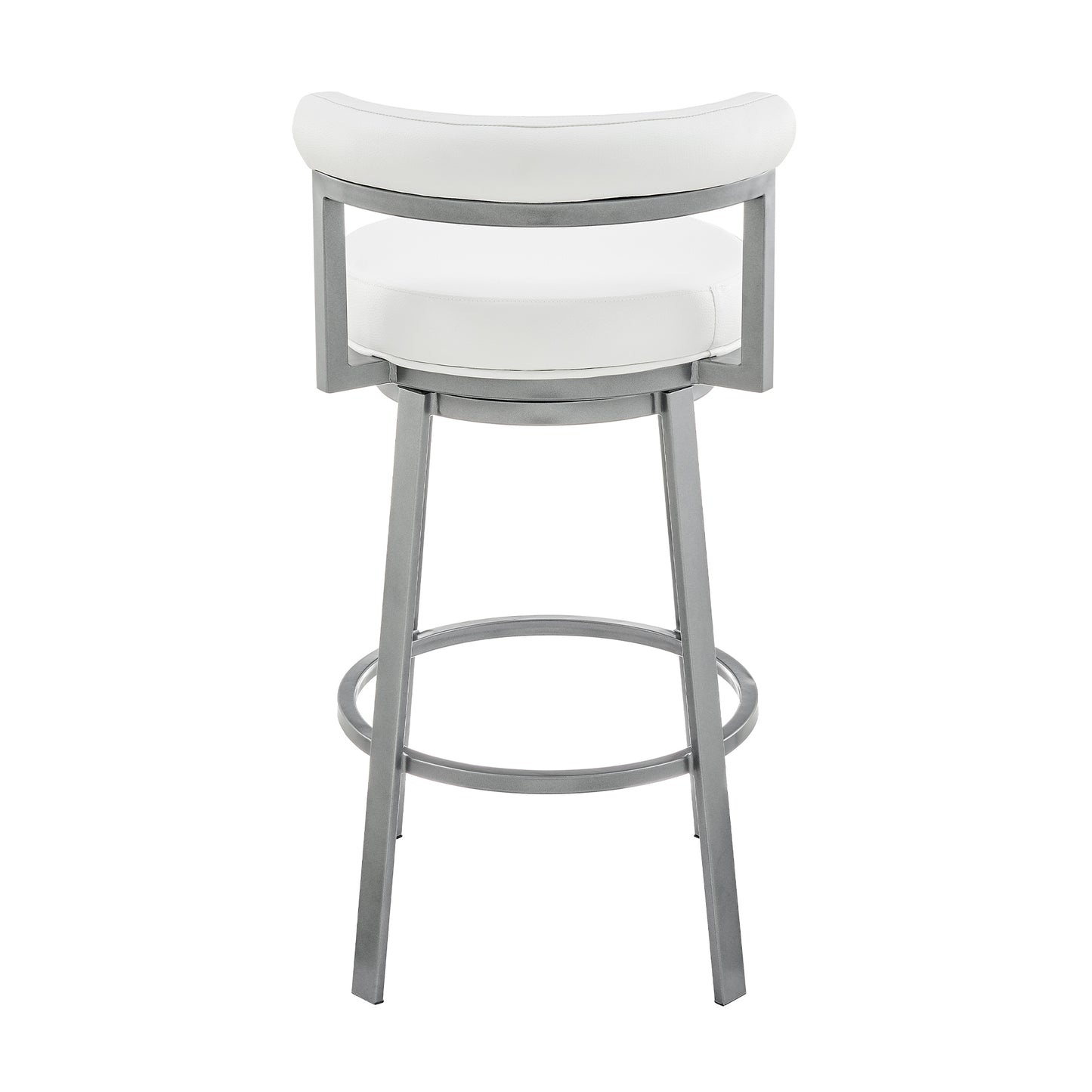 Neura Swivel Counter or Bar Stool in Cloud Finish with White Faux Leather By Armen Living | Bar Stools | Modishstore - 6