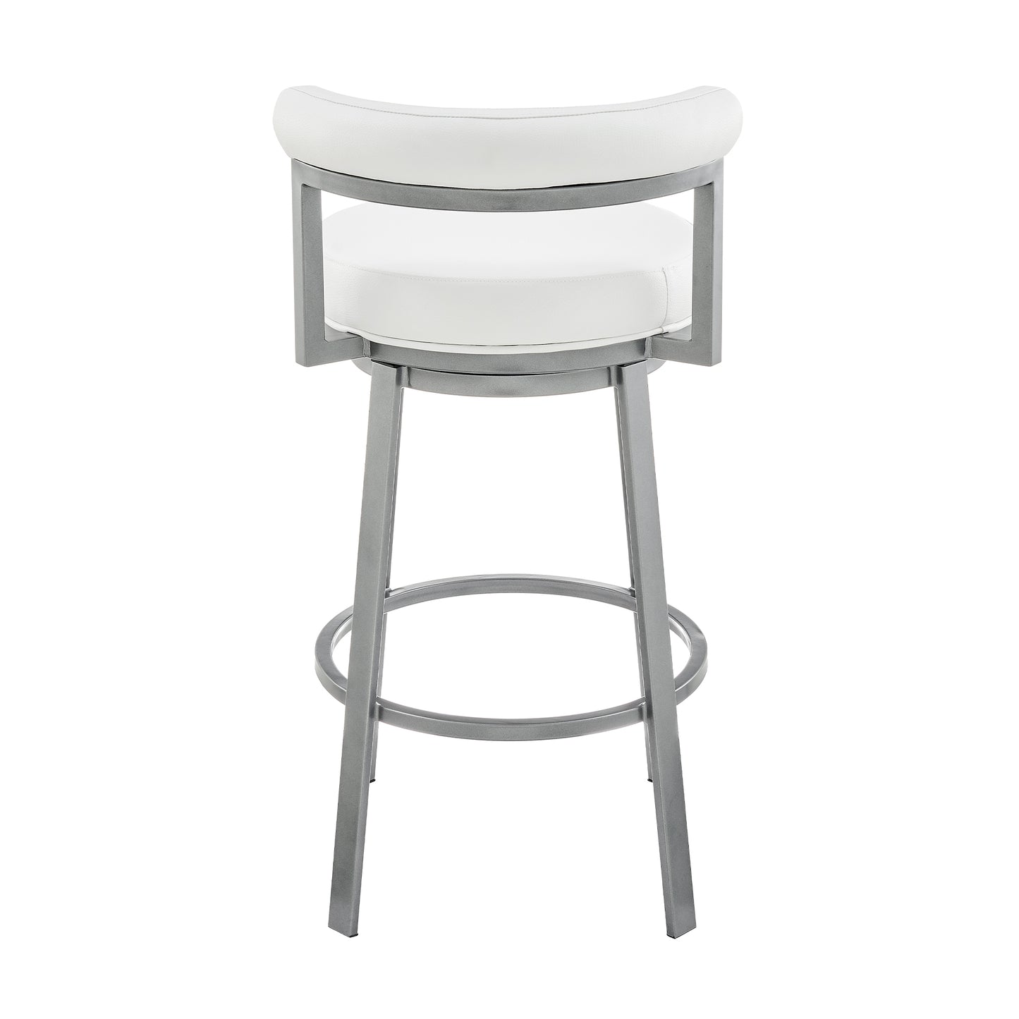 Neura Swivel Counter or Bar Stool in Cloud Finish with White Faux Leather By Armen Living | Bar Stools | Modishstore - 6