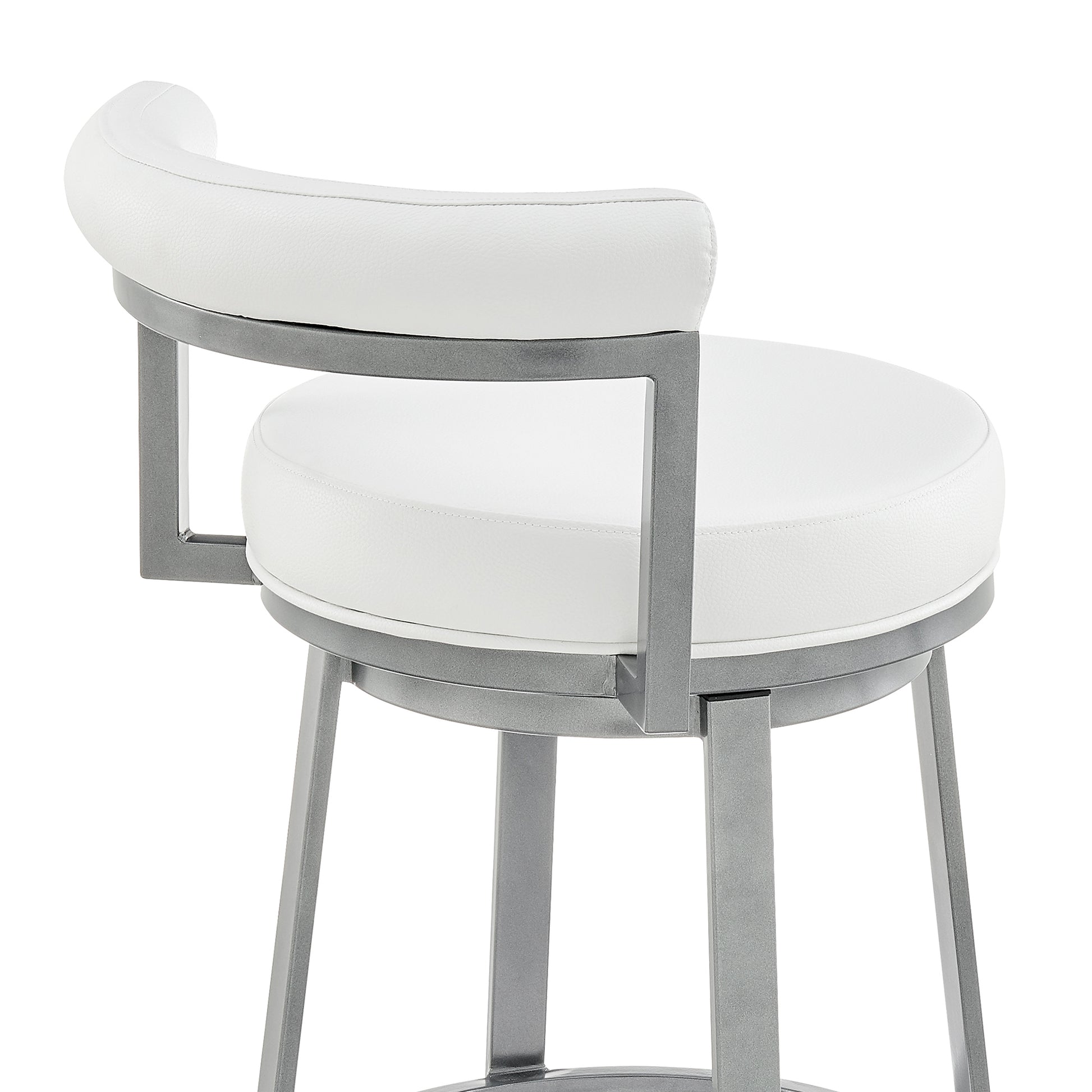 Neura Swivel Counter or Bar Stool in Cloud Finish with White Faux Leather By Armen Living | Bar Stools | Modishstore - 10