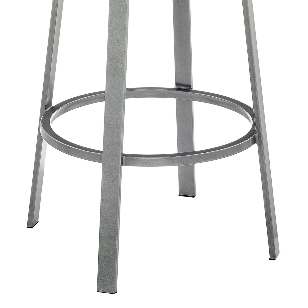 Neura Swivel Counter or Bar Stool in Cloud Finish with White Faux Leather By Armen Living | Bar Stools | Modishstore - 8