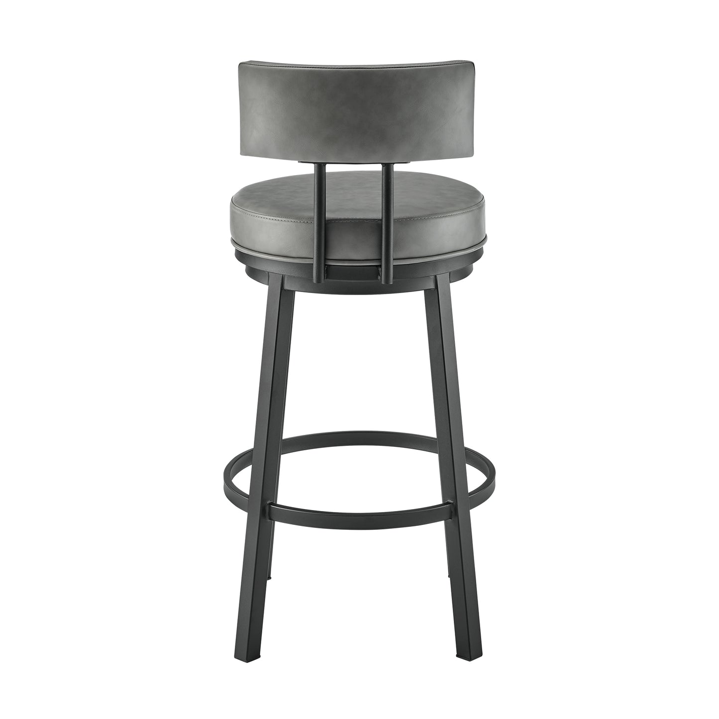 Dalza Swivel Counter or Bar Stool in Black Finish with Grey Faux Leather By Armen Living | Bar Stools | Modishstore - 6