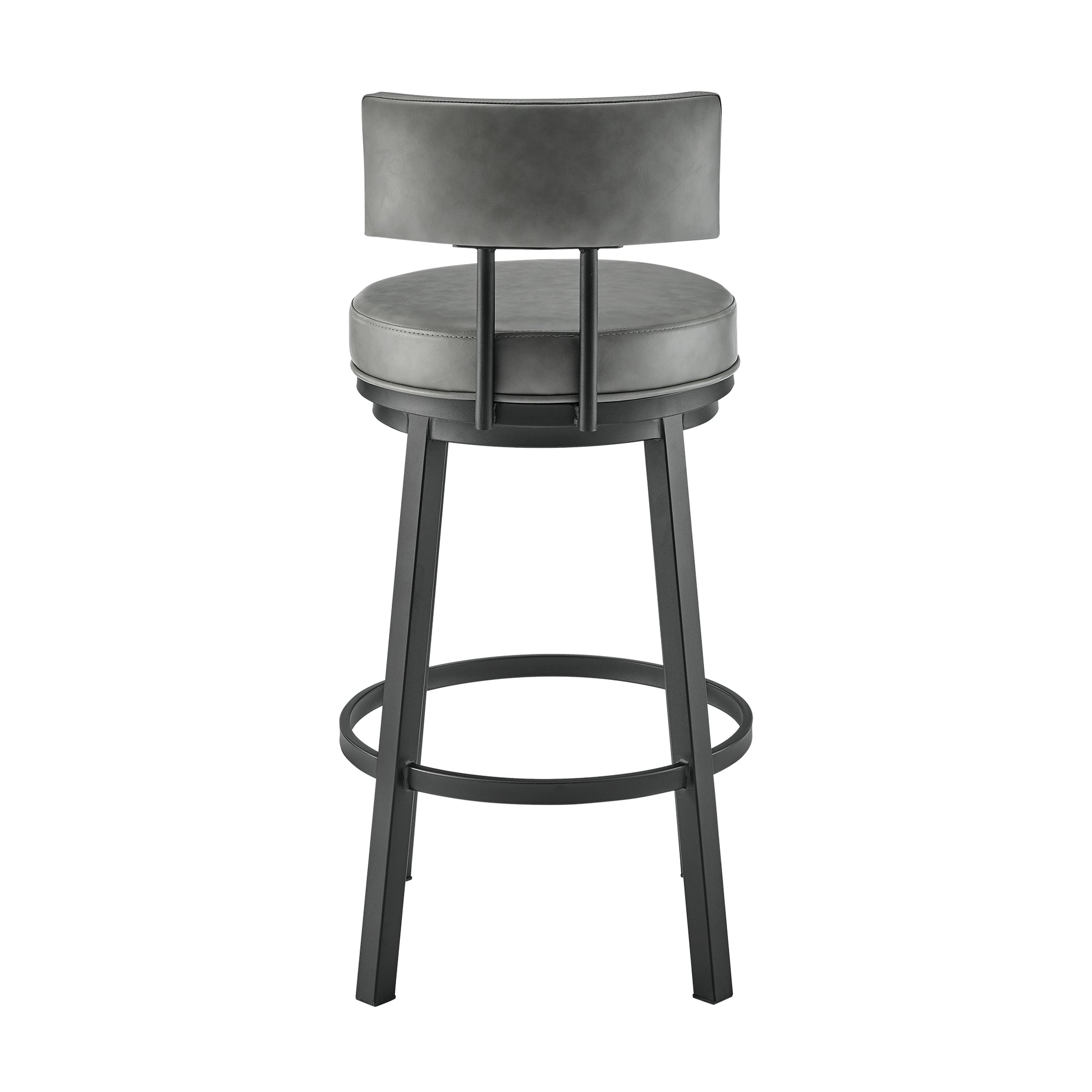Dalza Swivel Counter or Bar Stool in Black Finish with Grey Faux Leather By Armen Living | Bar Stools | Modishstore - 6