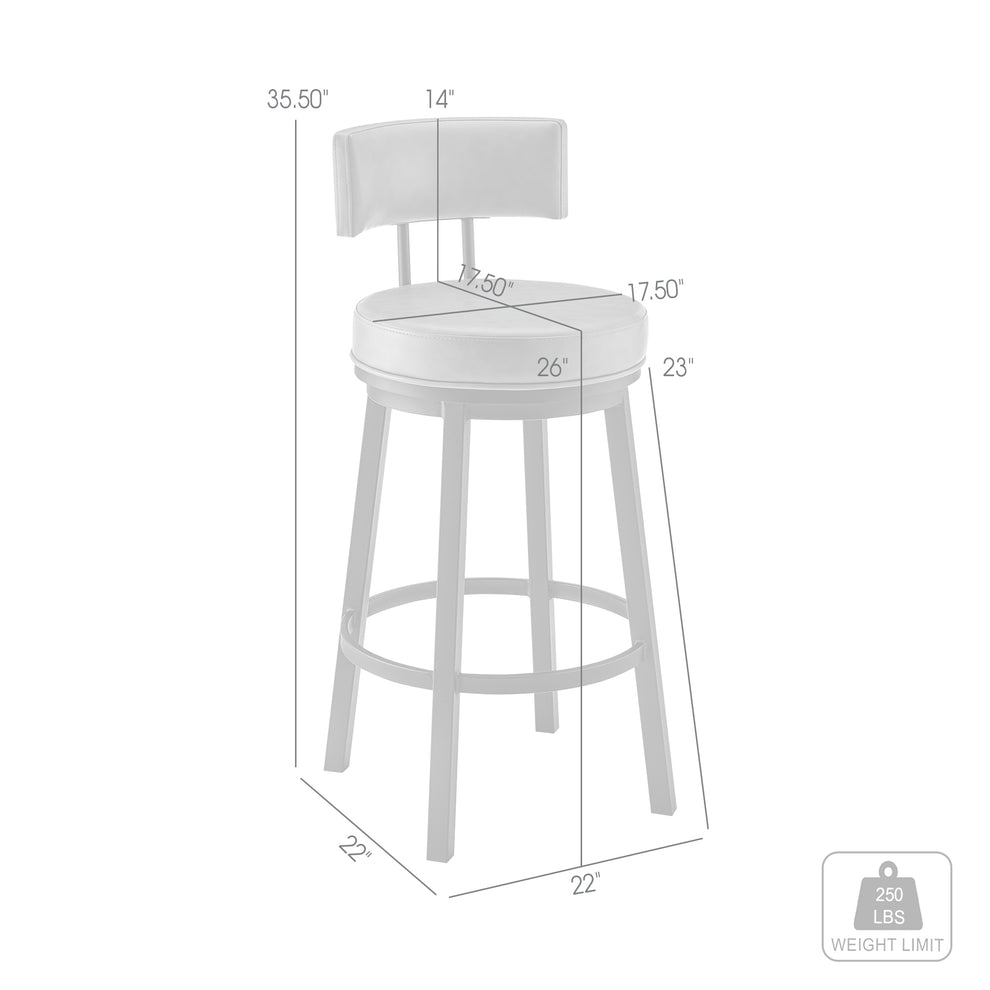 Dalza Swivel Counter or Bar Stool in Black Finish with Grey Faux Leather By Armen Living | Bar Stools | Modishstore - 9