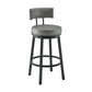Dalza Swivel Counter or Bar Stool in Black Finish with Grey Faux Leather By Armen Living | Bar Stools | Modishstore - 2