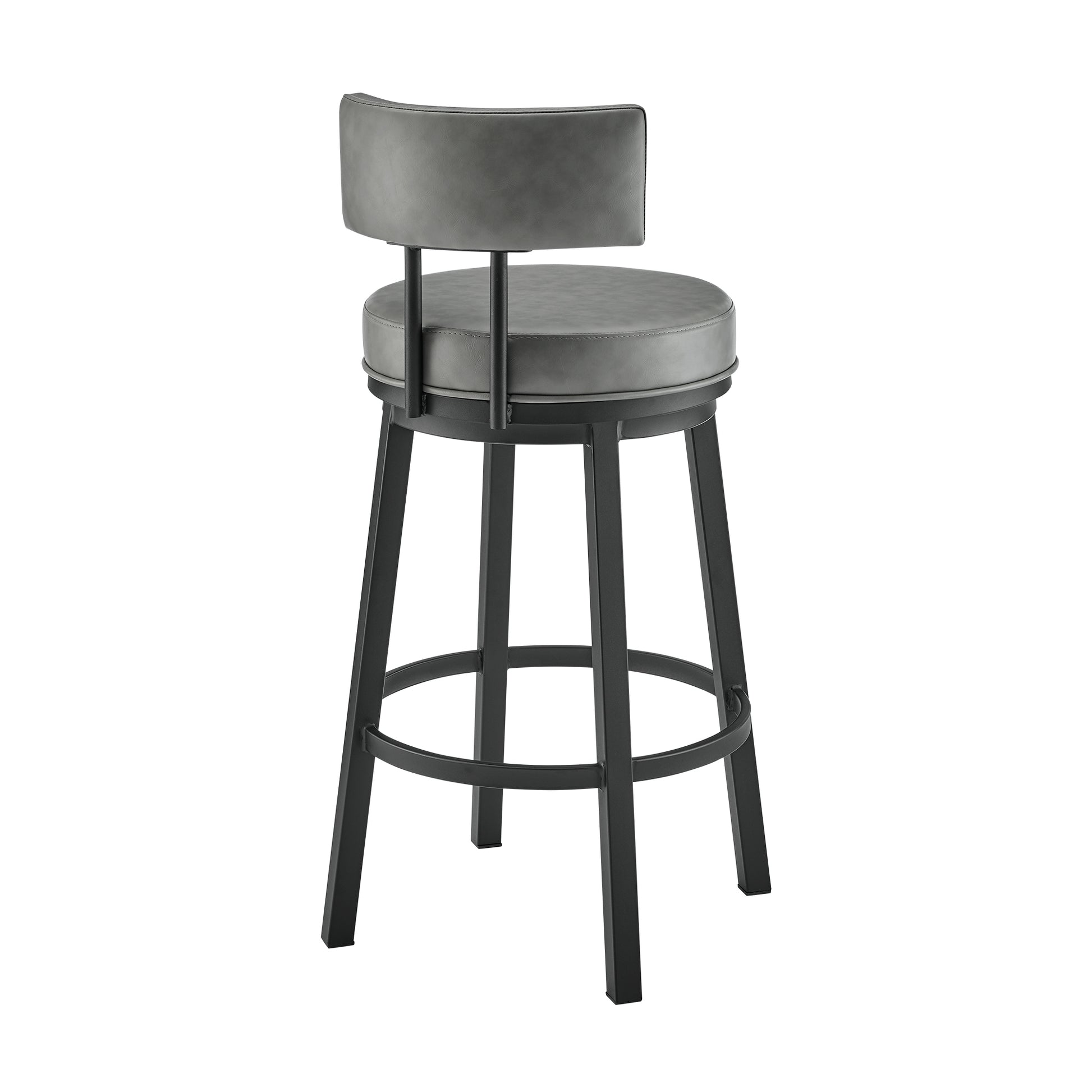 Dalza Swivel Counter or Bar Stool in Black Finish with Grey Faux Leather By Armen Living | Bar Stools | Modishstore - 5