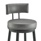 Dalza Swivel Counter or Bar Stool in Black Finish with Grey Faux Leather By Armen Living | Bar Stools | Modishstore - 7