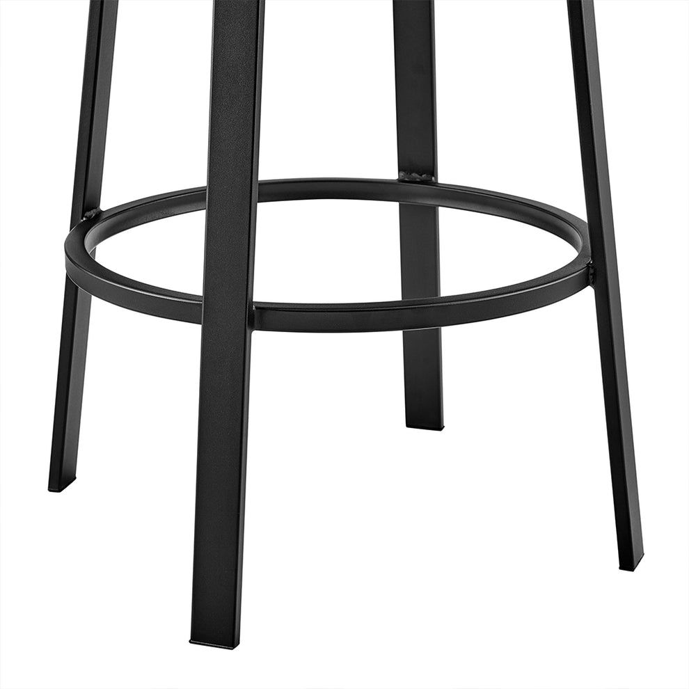 Dalza Swivel Counter or Bar Stool in Black Finish with Grey Faux Leather By Armen Living | Bar Stools | Modishstore - 8