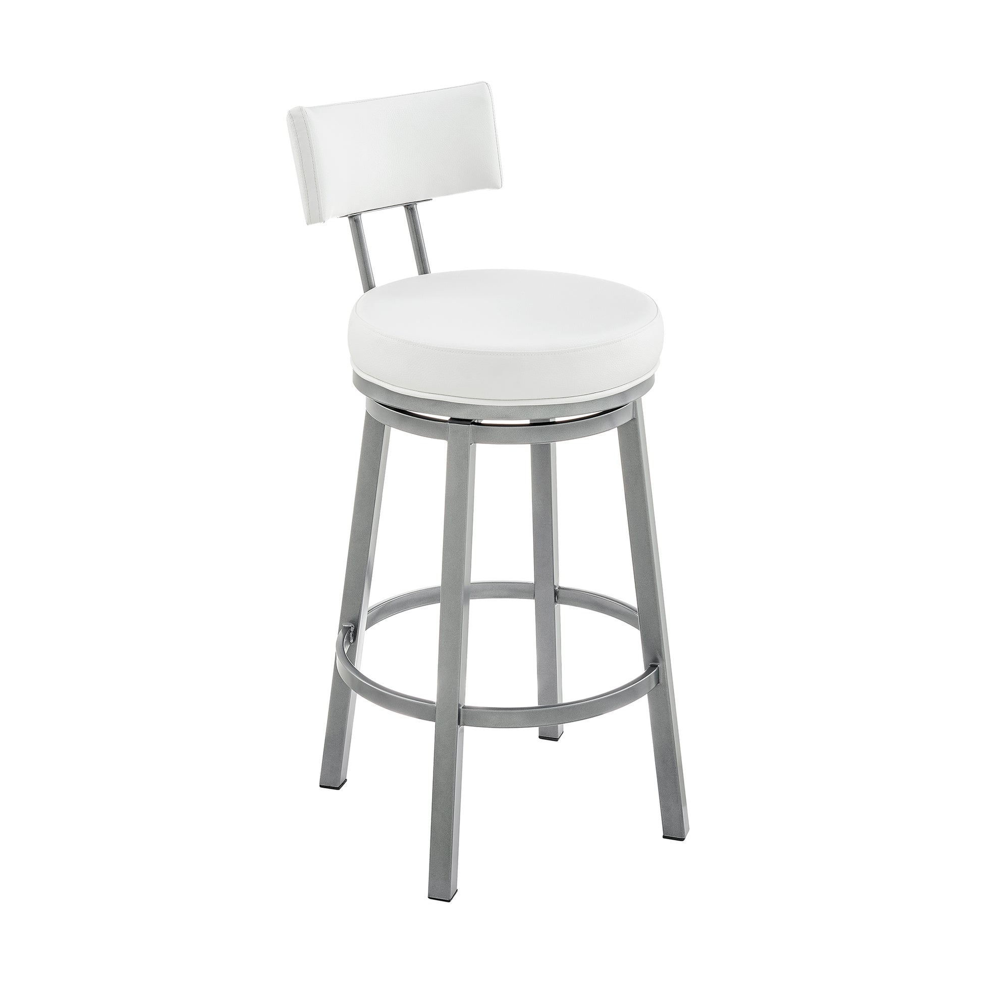 Dalza Swivel Counter or Bar Stool in Cloud Finish with White Faux Leather By Armen Living | Bar Stools | Modishstore - 2