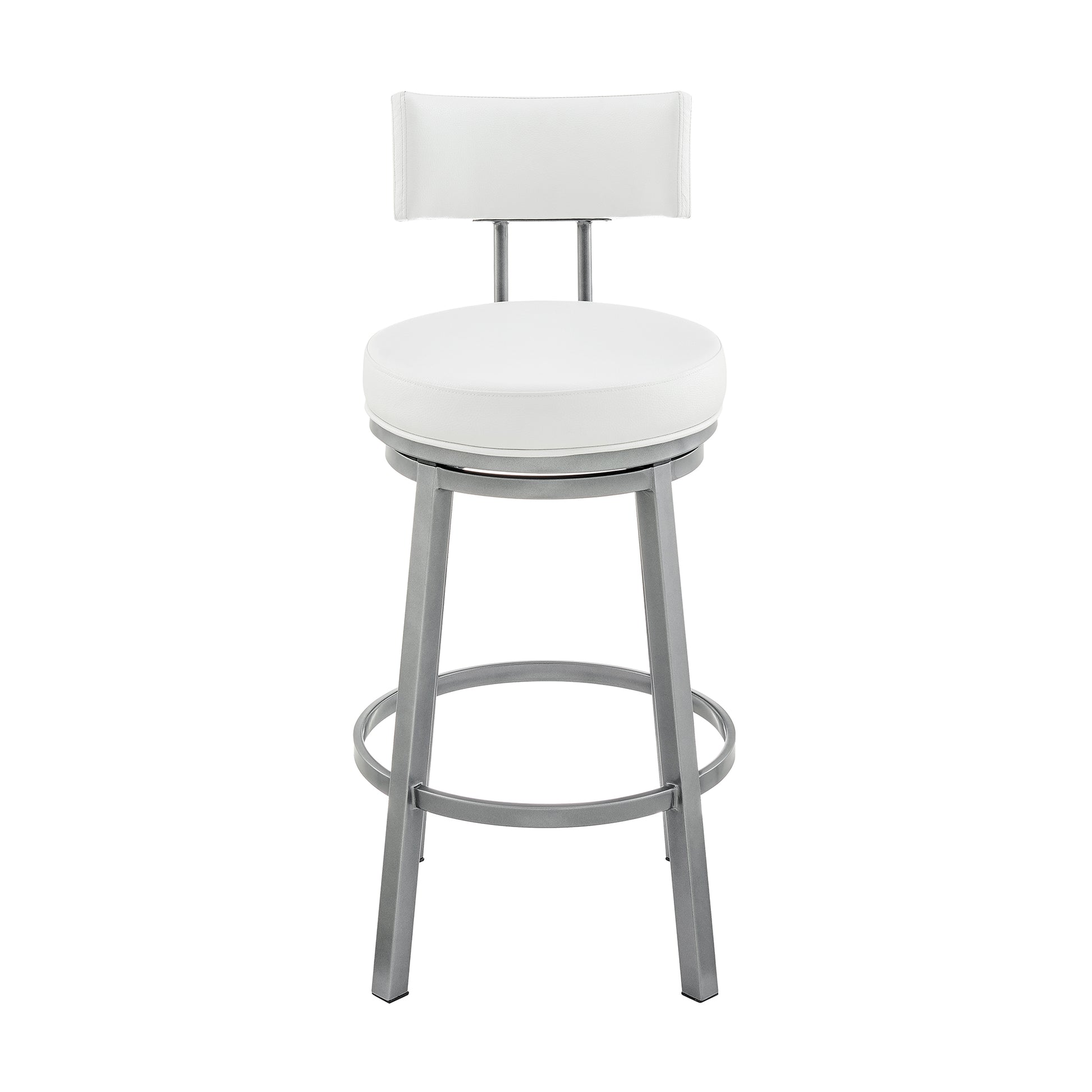 Dalza Swivel Counter or Bar Stool in Cloud Finish with White Faux Leather By Armen Living | Bar Stools | Modishstore - 3