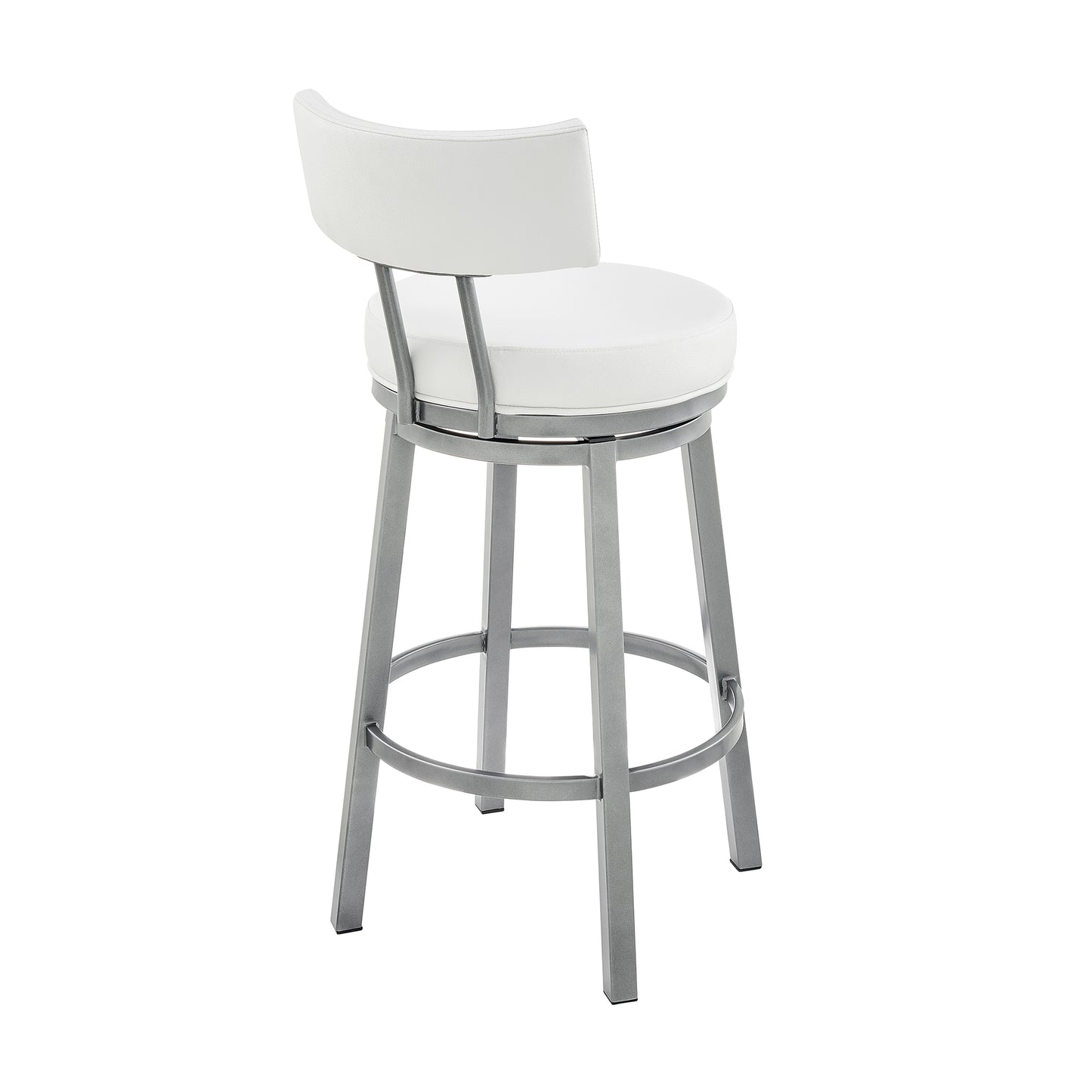 Dalza Swivel Counter or Bar Stool in Cloud Finish with White Faux Leather By Armen Living | Bar Stools | Modishstore - 5