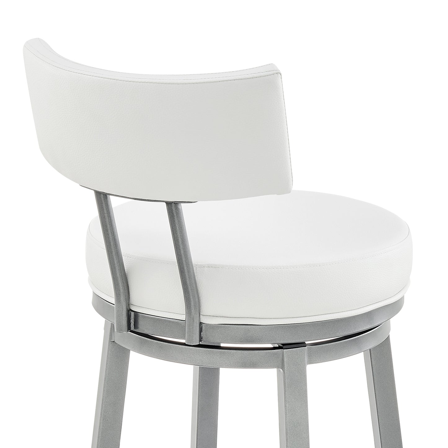 Dalza Swivel Counter or Bar Stool in Cloud Finish with White Faux Leather By Armen Living | Bar Stools | Modishstore - 10