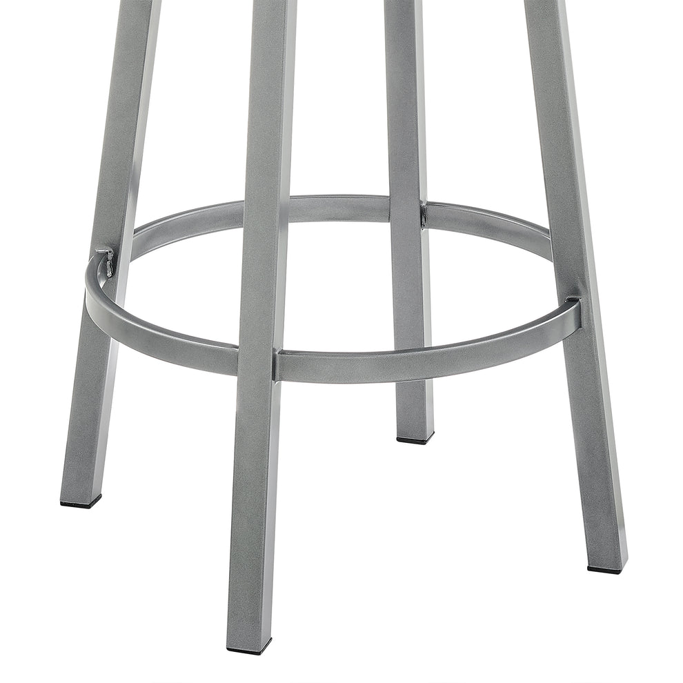Dalza Swivel Counter or Bar Stool in Cloud Finish with White Faux Leather By Armen Living | Bar Stools | Modishstore - 8