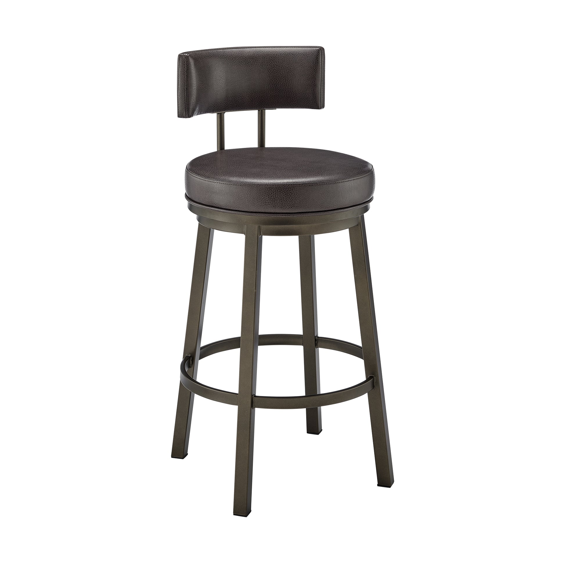 Dalza Swivel Counter or Bar Stool in Mocha Finish with Brown Faux Leather By Armen Living | Bar Stools | Modishstore - 2