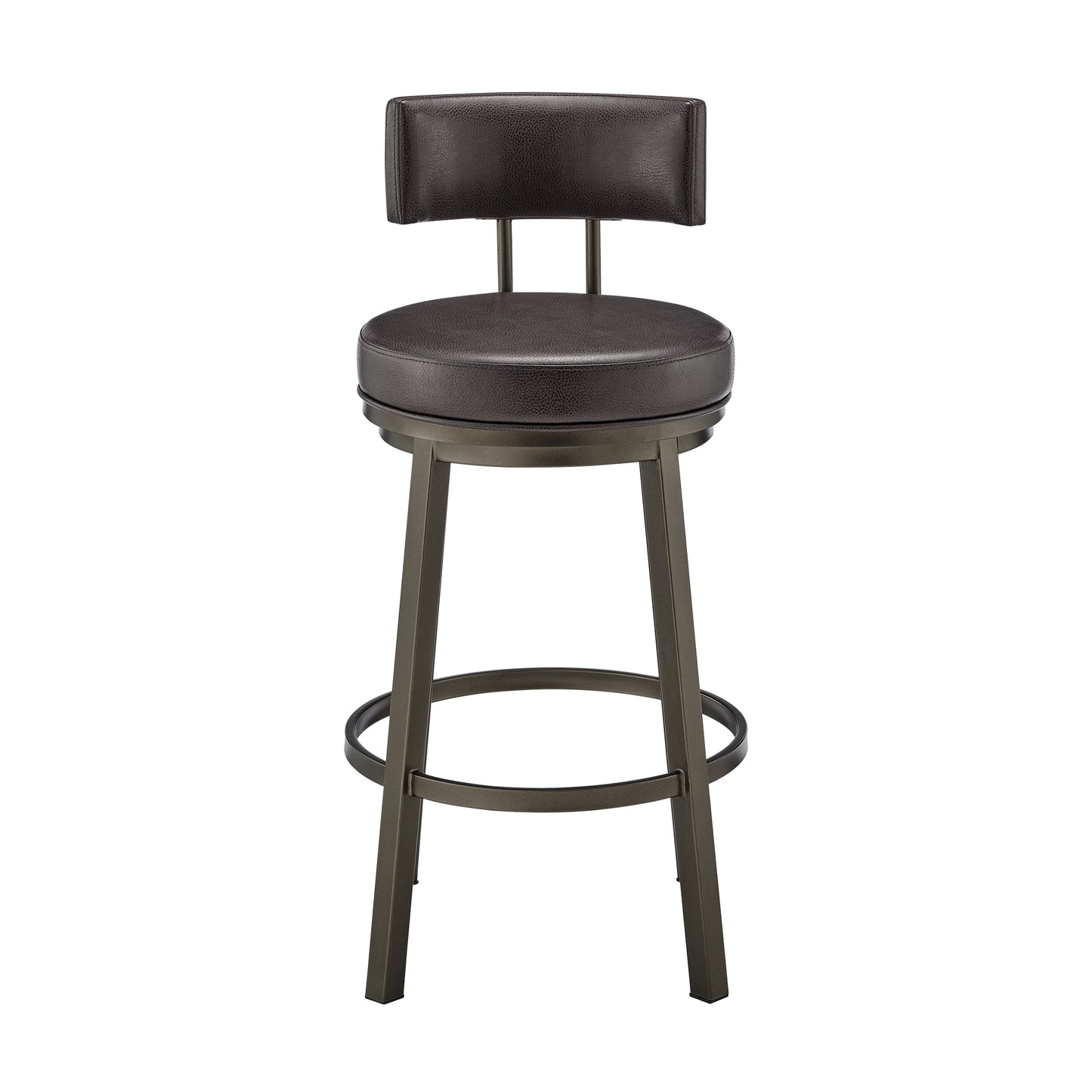 Dalza Swivel Counter or Bar Stool in Mocha Finish with Brown Faux Leather By Armen Living | Bar Stools | Modishstore - 3