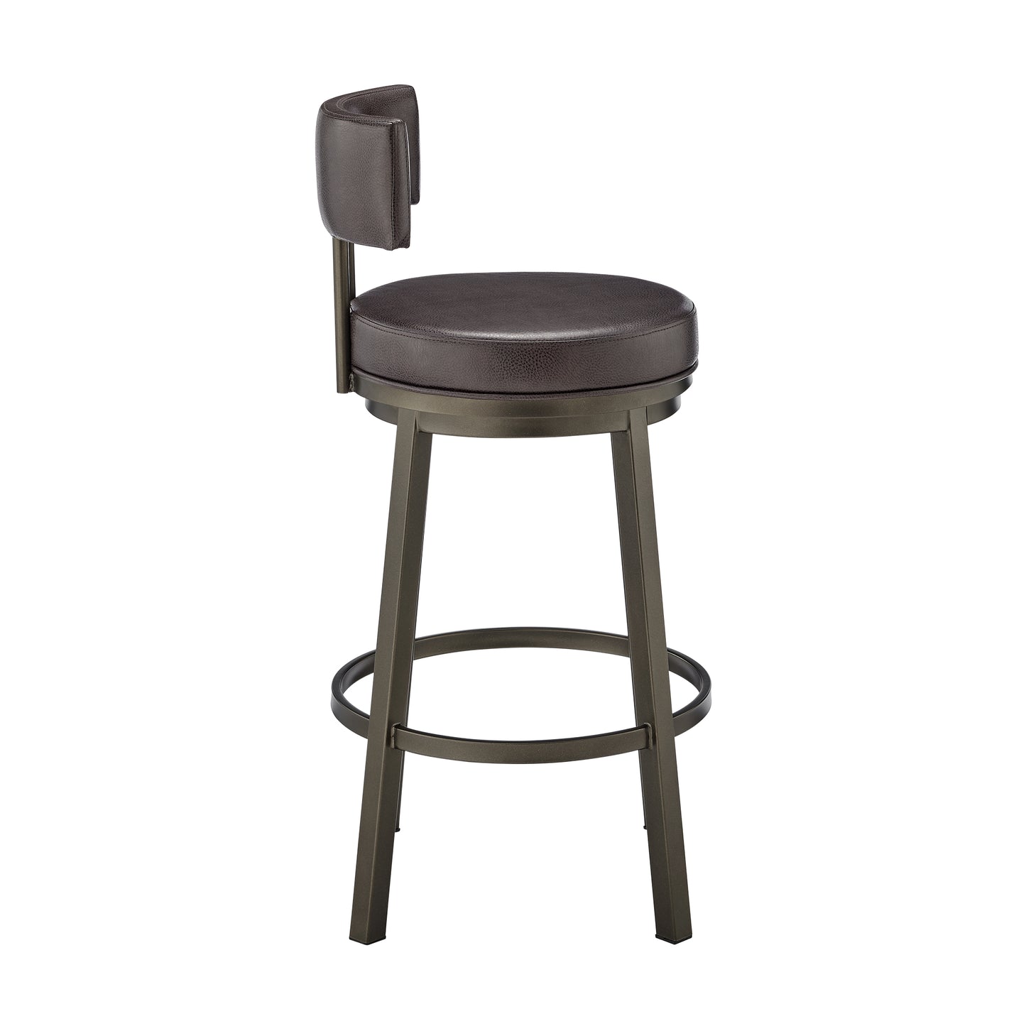 Dalza Swivel Counter or Bar Stool in Mocha Finish with Brown Faux Leather By Armen Living | Bar Stools | Modishstore - 4