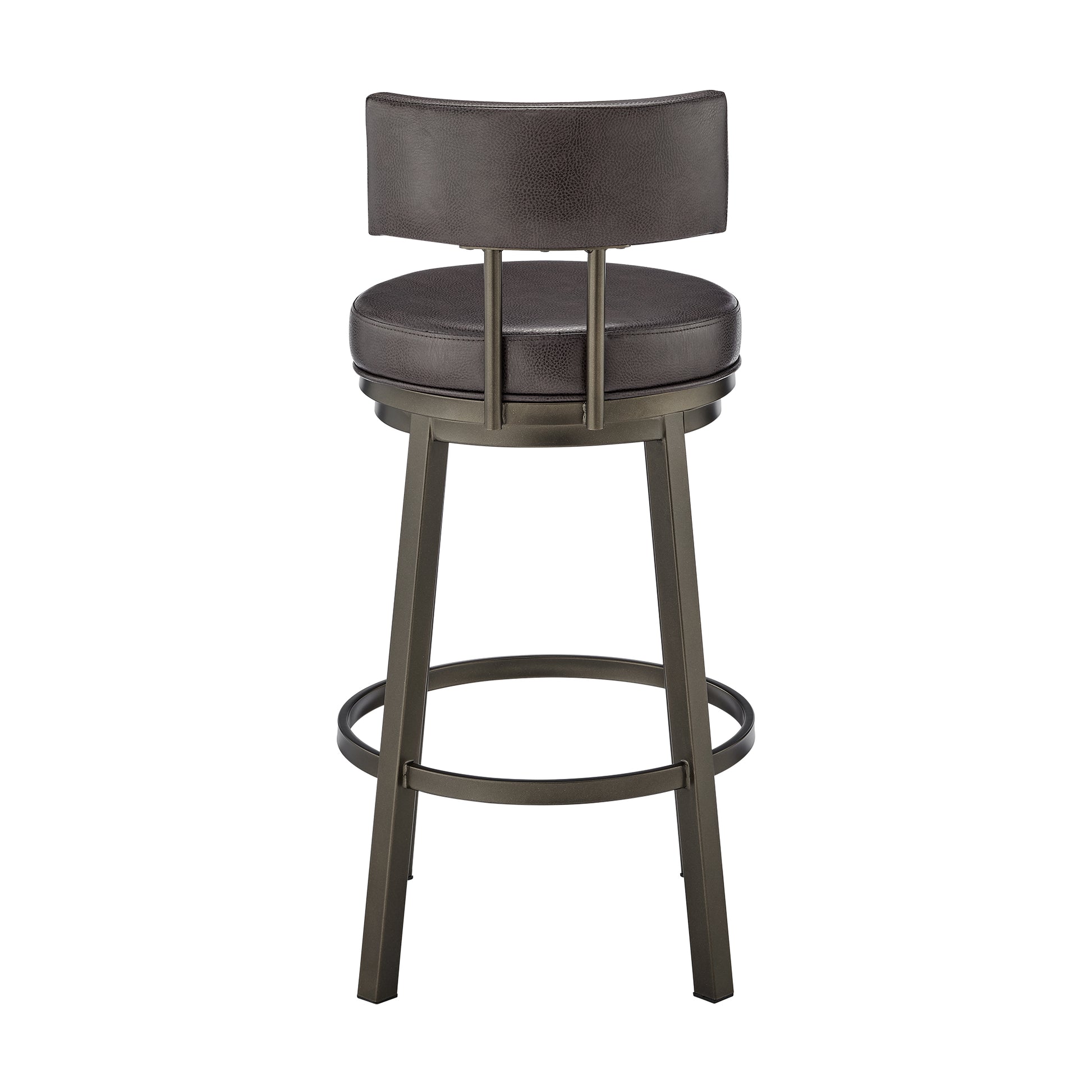 Dalza Swivel Counter or Bar Stool in Mocha Finish with Brown Faux Leather By Armen Living | Bar Stools | Modishstore - 6