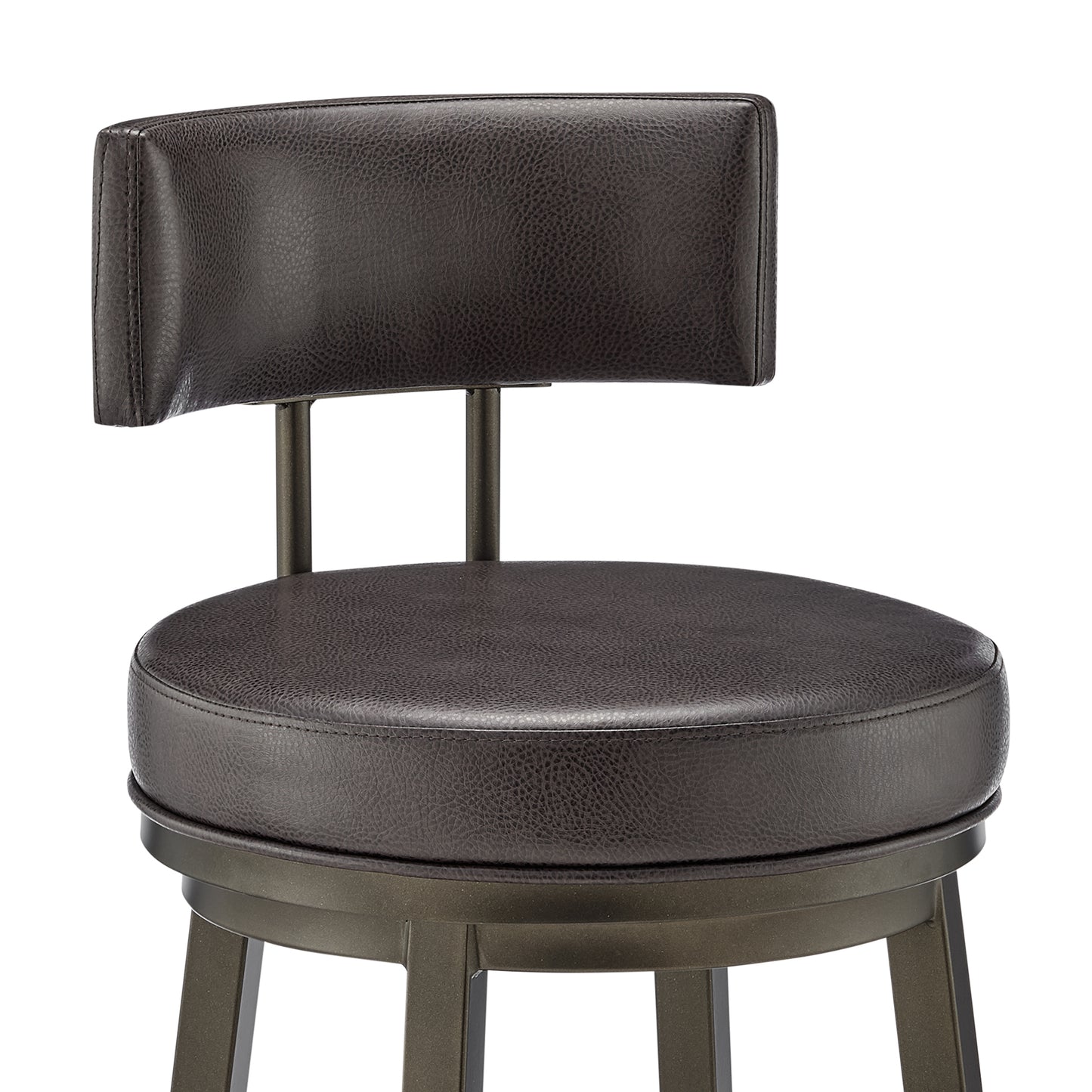 Dalza Swivel Counter or Bar Stool in Mocha Finish with Brown Faux Leather By Armen Living | Bar Stools | Modishstore - 7