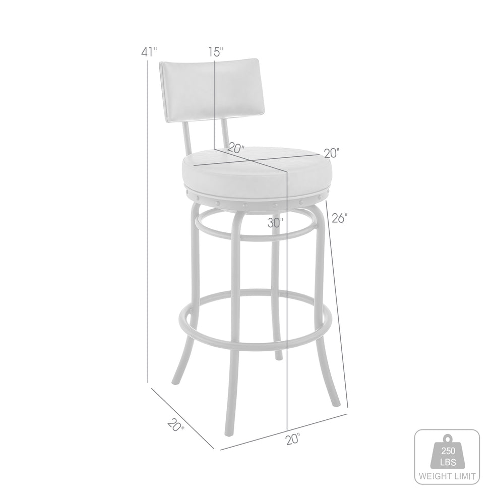 Rees Swivel Counter or Bar Stool in Black Finish with Grey Faux Leather By Armen Living | Bar Stools | Modishstore - 9