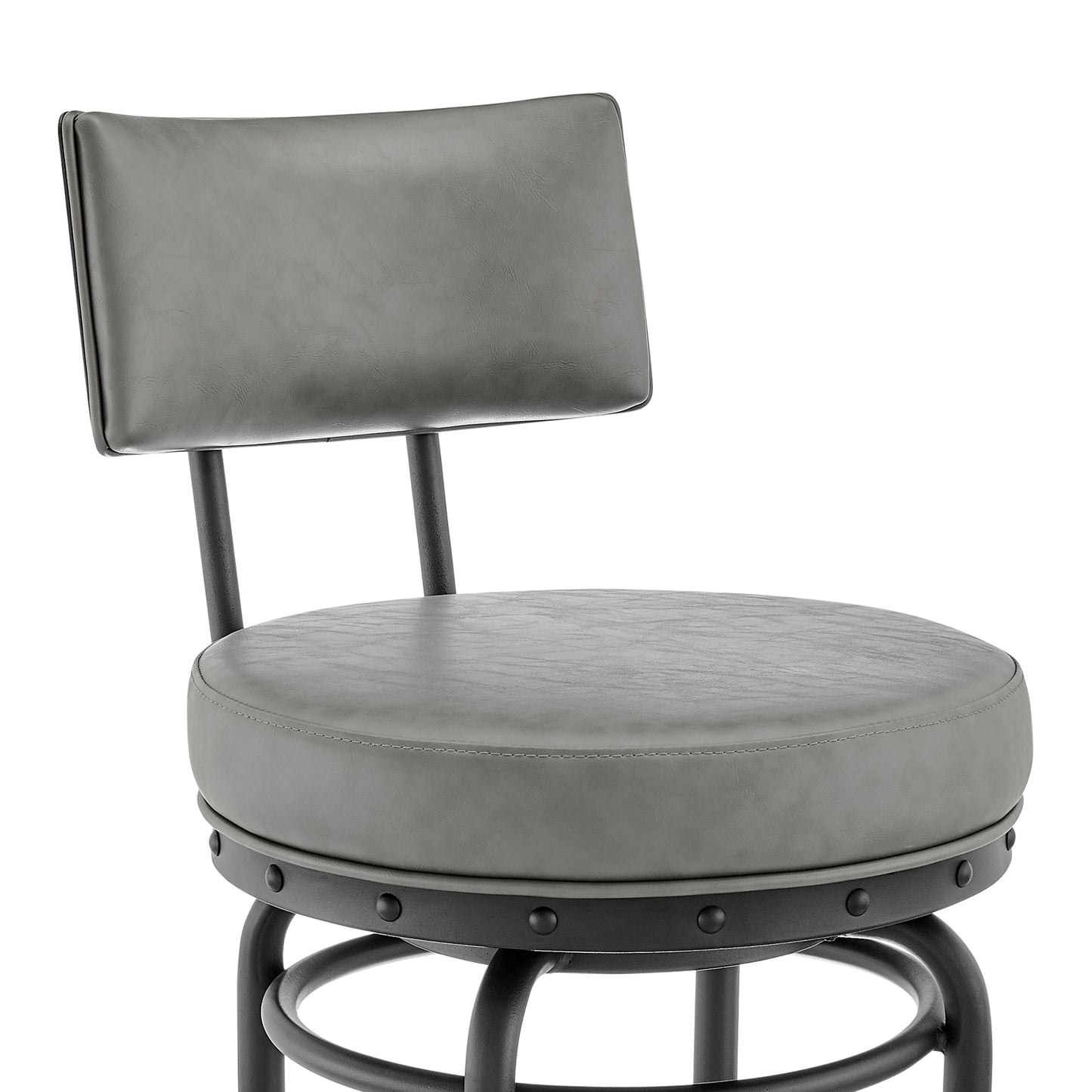 Rees Swivel Counter or Bar Stool in Black Finish with Grey Faux Leather By Armen Living | Bar Stools | Modishstore - 7