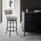 Rees Swivel Counter or Bar Stool in Black Finish with Grey Faux Leather By Armen Living | Bar Stools | Modishstore