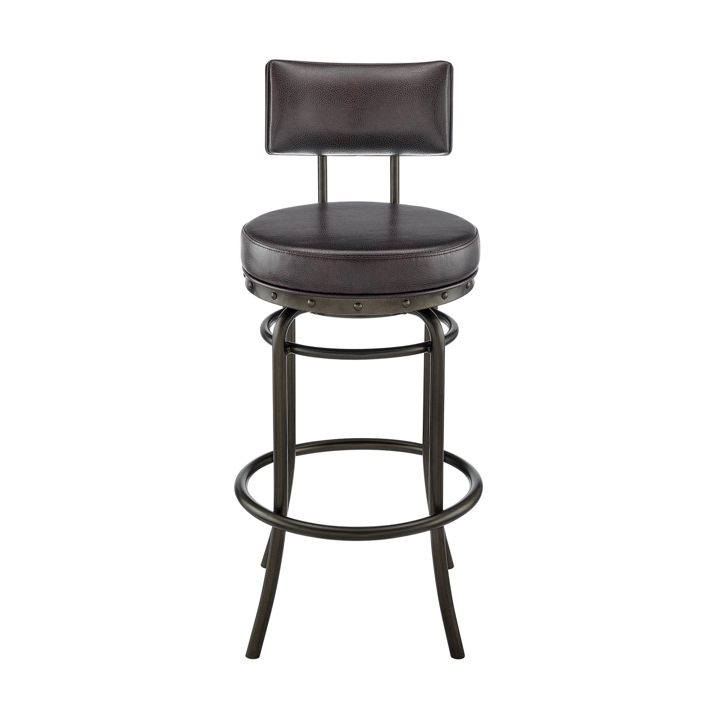 Rees Swivel Counter or Bar Stool in Mocha Finish with Brown Faux Leather By Armen Living | Bar Stools | Modishstore - 3