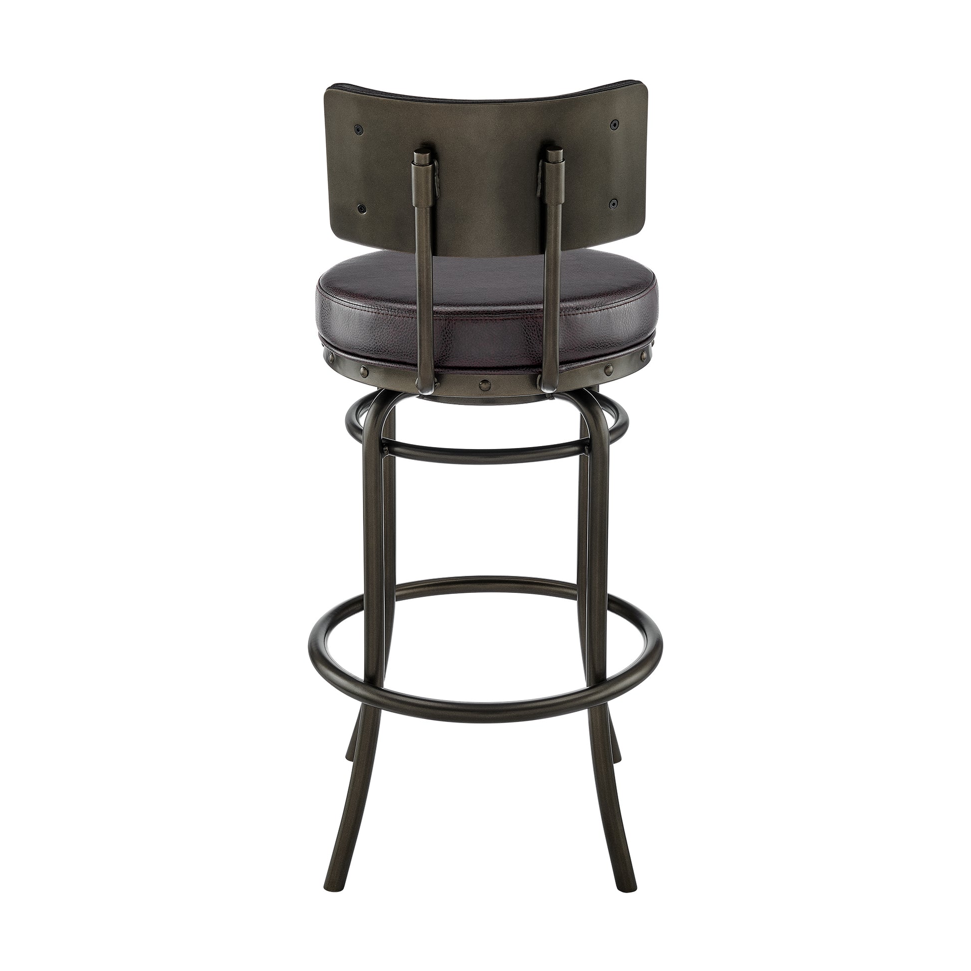Rees Swivel Counter or Bar Stool in Mocha Finish with Brown Faux Leather By Armen Living | Bar Stools | Modishstore - 6