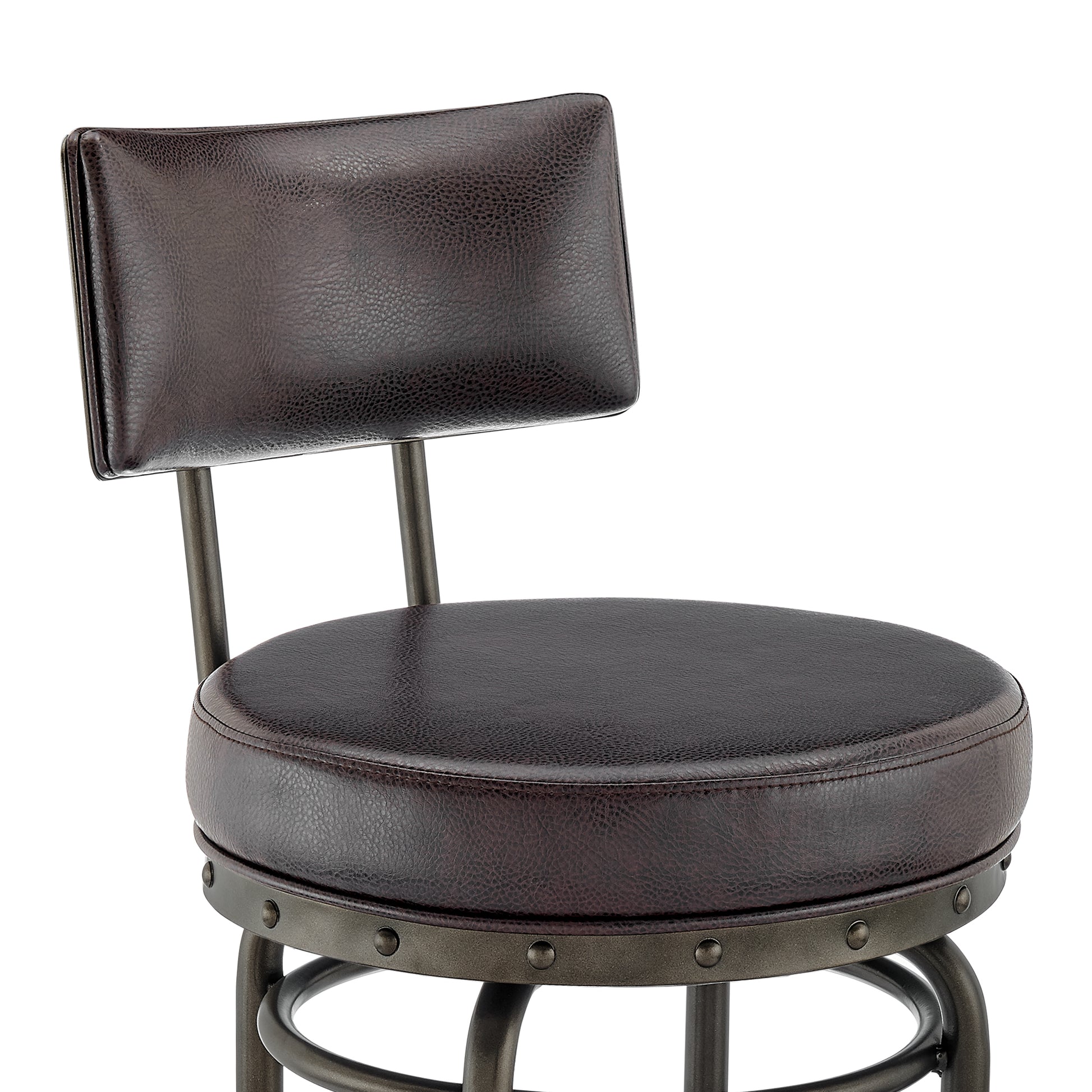 Rees Swivel Counter or Bar Stool in Mocha Finish with Brown Faux Leather By Armen Living | Bar Stools | Modishstore - 7