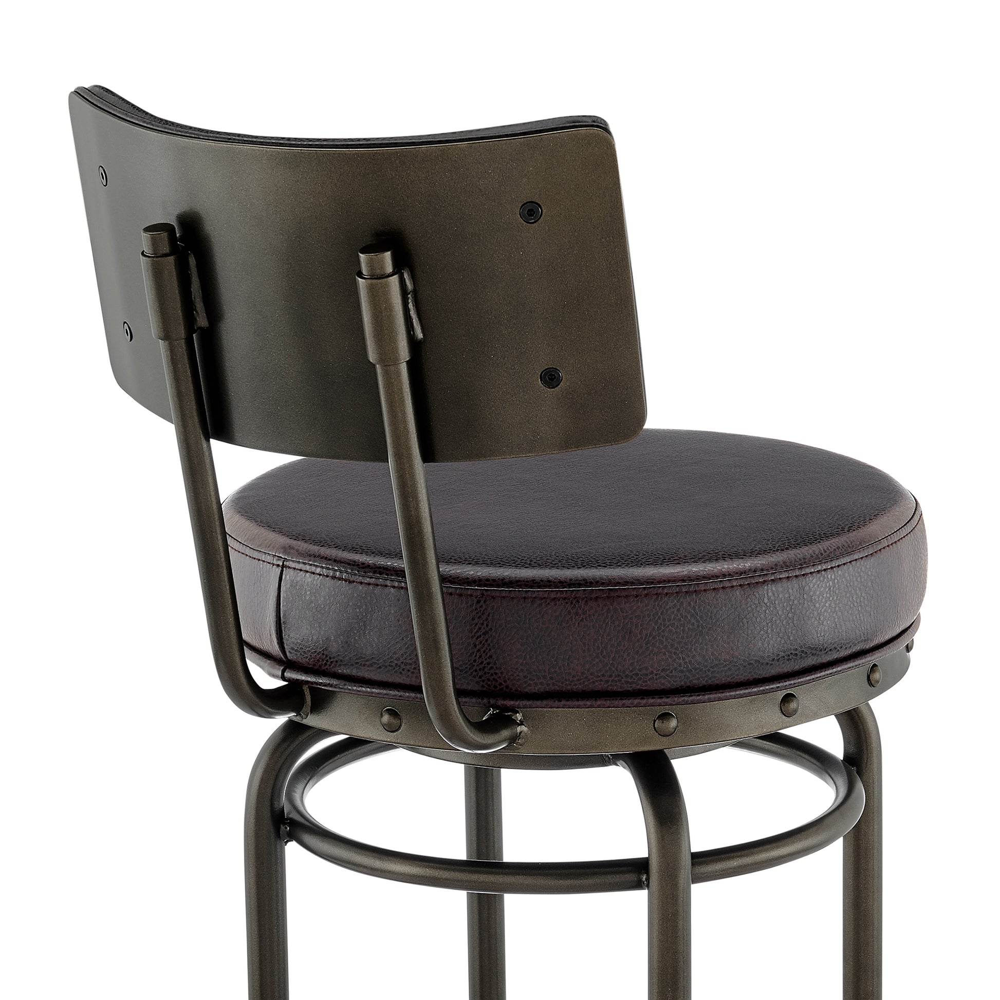 Rees Swivel Counter or Bar Stool in Mocha Finish with Brown Faux Leather By Armen Living | Bar Stools | Modishstore - 10