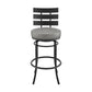 Natya Swivel Counter or Bar Stool in Black Finish with Grey Faux Leather By Armen Living | Bar Stools | Modishstore - 3
