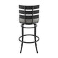 Natya Swivel Counter or Bar Stool in Black Finish with Grey Faux Leather By Armen Living | Bar Stools | Modishstore - 6