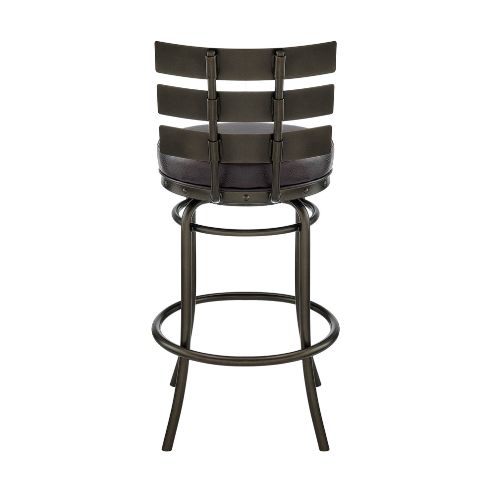 Natya Swivel Counter or Bar Stool in Mocha Finish with Brown Faux Leather By Armen Living | Bar Stools | Modishstore - 6