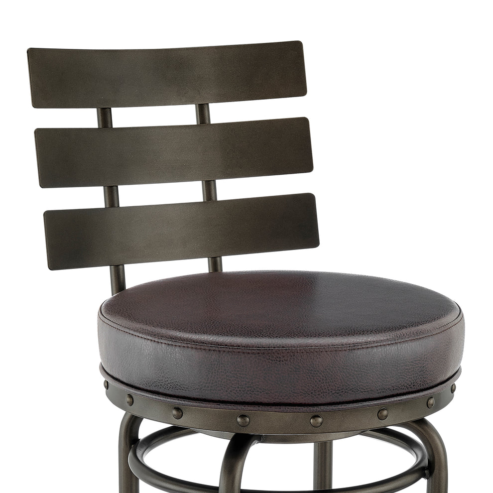 Natya Swivel Counter or Bar Stool in Mocha Finish with Brown Faux Leather By Armen Living | Bar Stools | Modishstore - 7