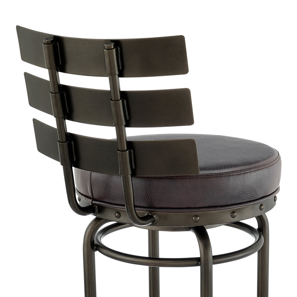 Natya Swivel Counter or Bar Stool in Mocha Finish with Brown Faux Leather By Armen Living | Bar Stools | Modishstore - 10