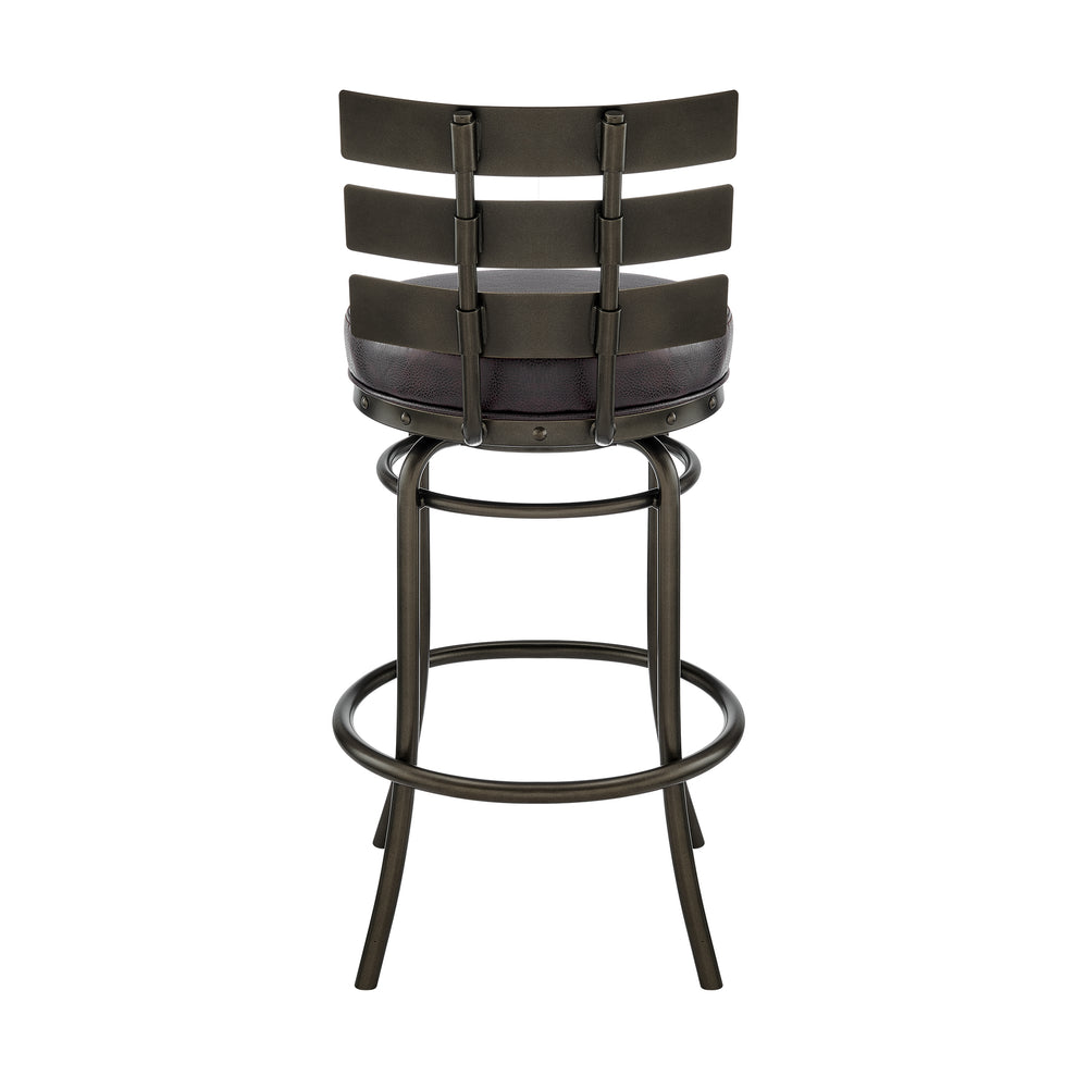 Natya Swivel Counter or Bar Stool in Mocha Finish with Brown Faux Leather By Armen Living | Bar Stools | Modishstore - 6