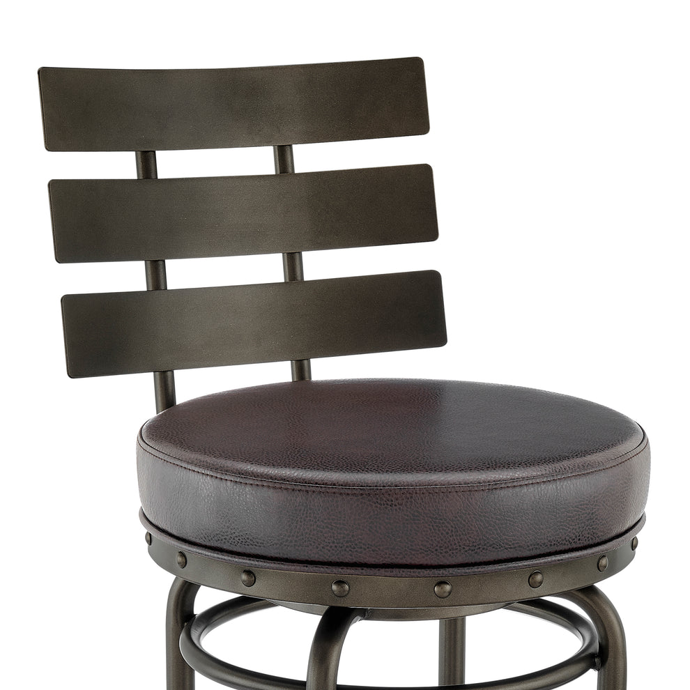 Natya Swivel Counter or Bar Stool in Mocha Finish with Brown Faux Leather By Armen Living | Bar Stools | Modishstore - 7