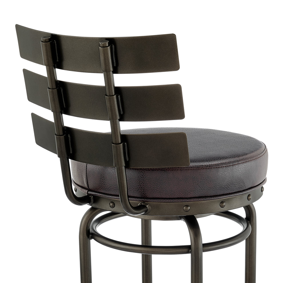 Natya Swivel Counter or Bar Stool in Mocha Finish with Brown Faux Leather By Armen Living | Bar Stools | Modishstore - 10