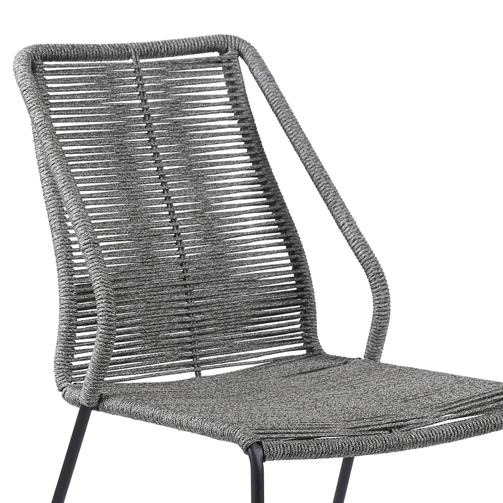 Sydney and Clip 3 Piece Outdoor Patio 36" Dining Set in Black Eucalyptus Wood and Grey Rope By Armen Living | Outdoor Dining Sets | Modishstore - 7