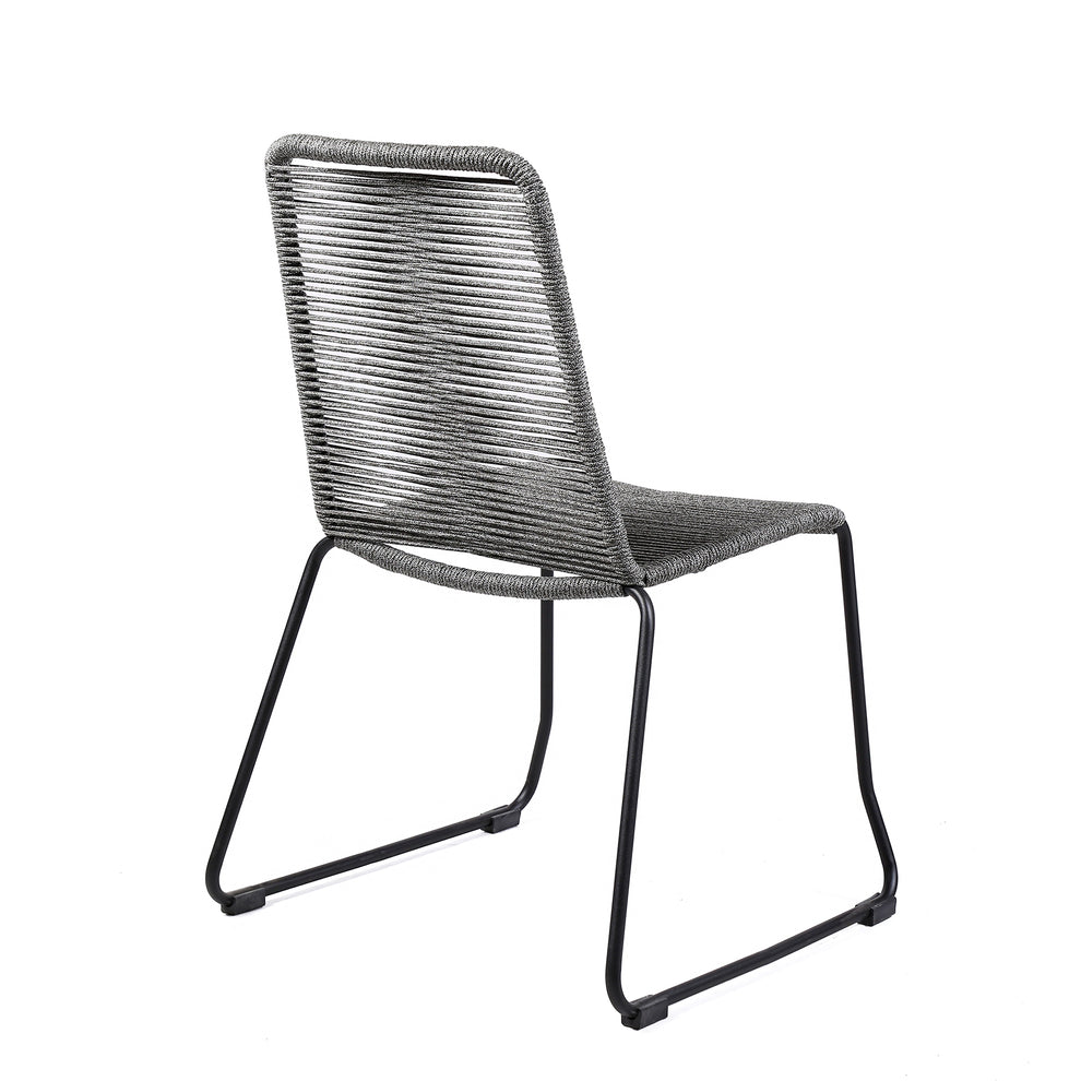 Koala Shasta and Camino 5 Piece Outdoor Dining Set in Dark Eucalyptus Wood with Grey Rope By Armen Living | Outdoor Dining Sets | Modishstore - 4