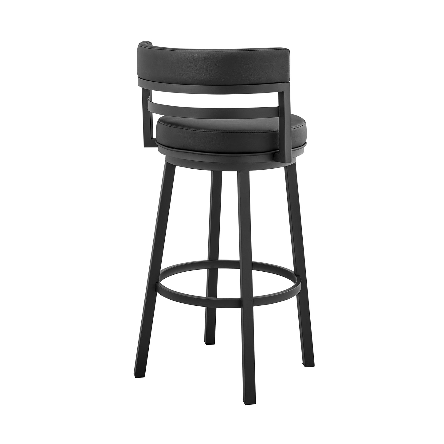 Titana 26" Counter Height Swivel Black Faux Leather and Metal Bar Stool By Armen Living | Bar Stools | Modishstore - 5